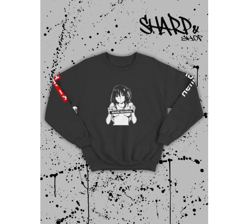 "Толстовки, свитшоты и худи Sharp&Shop" Свитшот Аниме черный оверсайз толстовка с принтом Amine