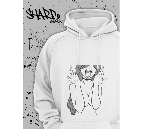 "Толстовки, свитшоты и худи Sharp&Shop" Белое худи Аниме толстовка с капюшоном кофта Amine хентай