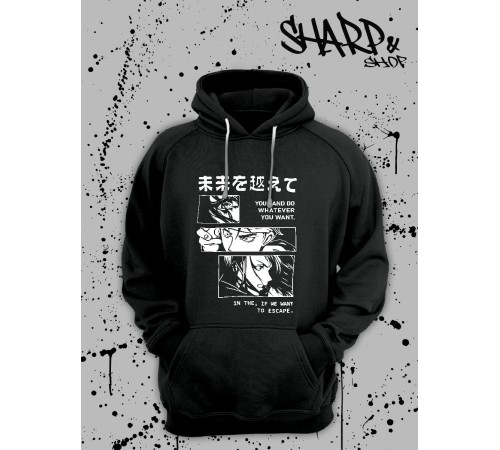 "Толстовки, свитшоты и худи Sharp&Shop" Черное худи Аниме толстовка с капюшоном кофта Amine хентай