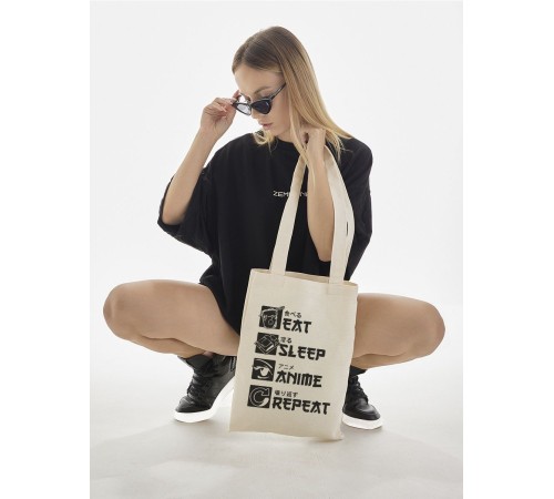 Sharp& Сумка шоппер белый Аниме женская с принтом