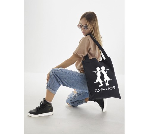 Sharp& Сумка шоппер черный Аниме женская с принтом