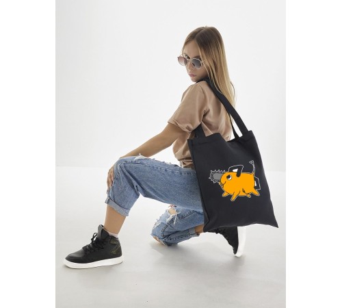Sharp& Сумка шоппер черный Аниме женская с принтом