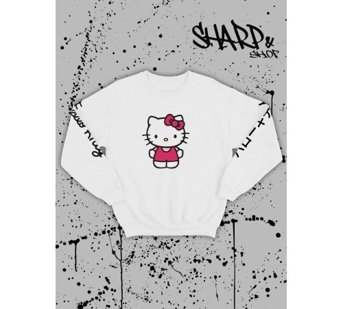 Толстовки, свитшоты и худи Hello Kitty Sharp&Shop Свитшот Hello Kitty белый оверсайз толстовка Куроми