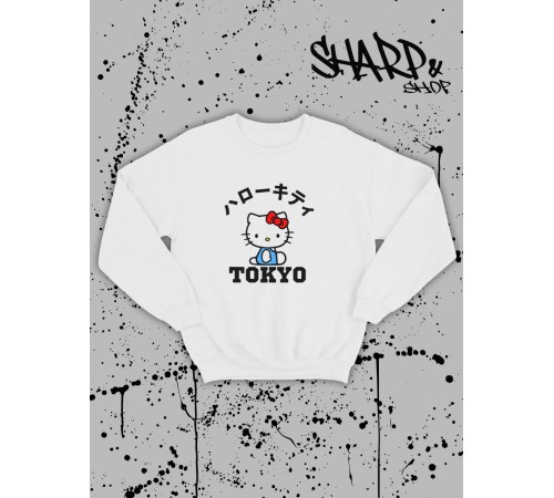 Толстовки, свитшоты и худи Hello Kitty Sharp&Shop Свитшот Hello Kitty белый оверсайз толстовка Куроми