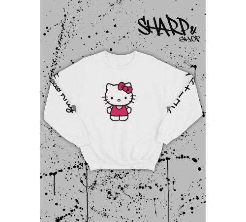 Толстовки, свитшоты и худи Hello Kitty Sharp&Shop Свитшот Hello Kitty белый оверсайз толстовка Куроми