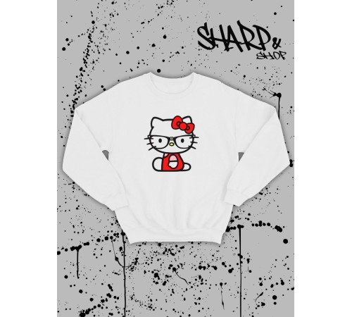 Толстовки, свитшоты и худи Hello Kitty Sharp&Shop Свитшот Hello Kitty белый оверсайз толстовка Куроми