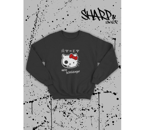 Толстовки, свитшоты и худи Hello Kitty Sharp&Shop Свитшот Hello Kitty черный оверсайз толстовка Куроми