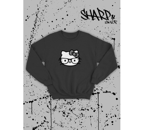 Толстовки, свитшоты и худи Hello Kitty Sharp&Shop Свитшот Hello Kitty черный оверсайз толстовка Куроми
