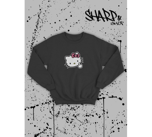 Толстовки, свитшоты и худи Hello Kitty Sharp&Shop Свитшот Hello Kitty черный оверсайз толстовка Куроми