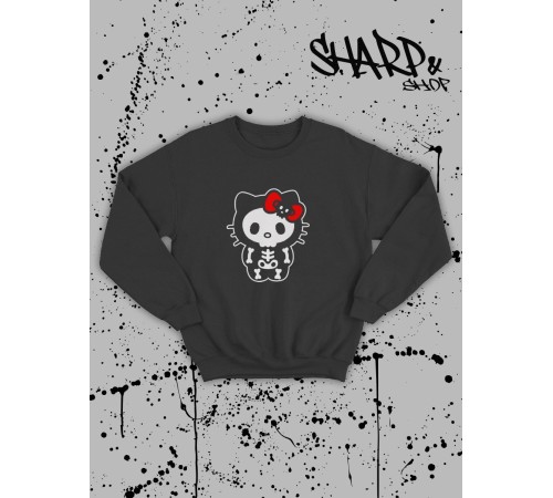 Толстовки, свитшоты и худи Hello Kitty Sharp&Shop Свитшот Hello Kitty черный оверсайз толстовка Куроми