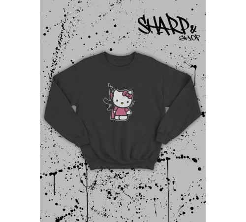 Толстовки, свитшоты и худи Hello Kitty Sharp&Shop Свитшот Hello Kitty черный оверсайз толстовка Куроми