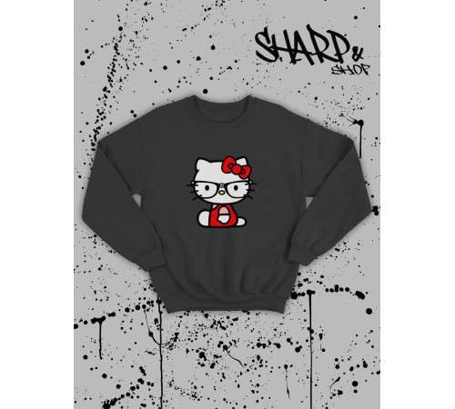 Толстовки, свитшоты и худи Hello Kitty Sharp&Shop Свитшот Hello Kitty черный оверсайз толстовка Куроми