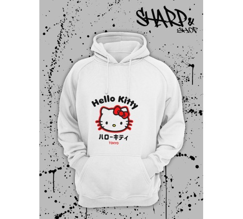 Толстовки, свитшоты и худи Hello Kitty Sharp&Shop Худи Hello Kitty белое оверсайз Куроми кофта дрейн гранж