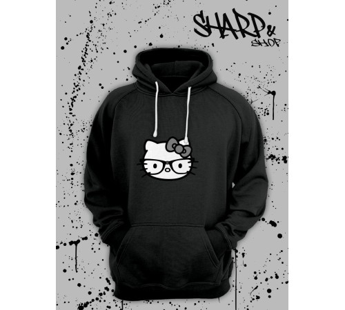 Толстовки, свитшоты и худи Hello Kitty Sharp&Shop Худи Hello Kitty черное оверсайз Куроми кофта дрейн гранж
