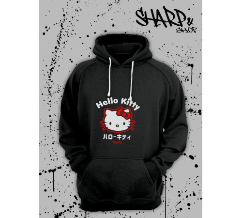 Толстовки, свитшоты и худи Hello Kitty Sharp&Shop Худи Hello Kitty черное оверсайз Куроми кофта дрейн гранж