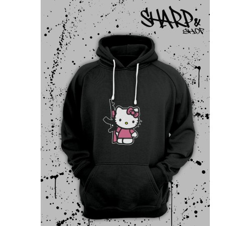 Толстовки, свитшоты и худи Hello Kitty Sharp&Shop Худи Hello Kitty черное оверсайз Куроми кофта дрейн гранж