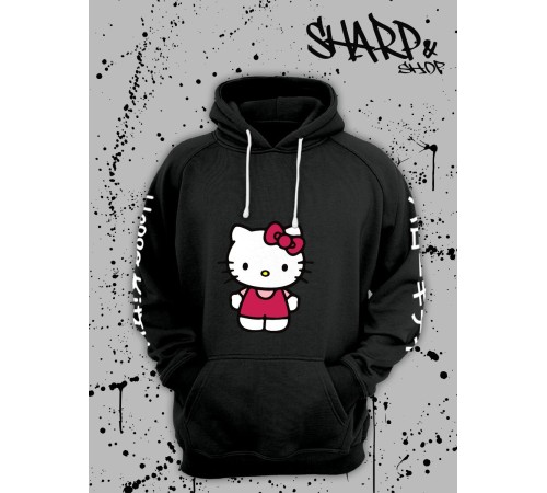 Толстовки, свитшоты и худи Hello Kitty Sharp&Shop Худи Hello Kitty черное оверсайз Куроми кофта дрейн гранж