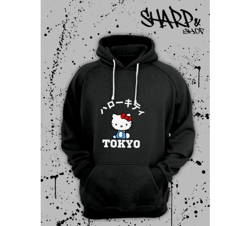 Толстовки, свитшоты и худи Hello Kitty Sharp&Shop Худи Hello Kitty черное оверсайз Куроми кофта дрейн гранж