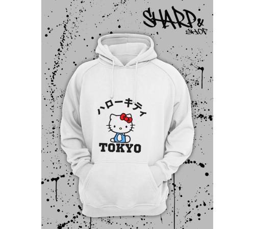 Толстовки, свитшоты и худи Hello Kitty Sharp&Shop Худи Hello Kitty белое оверсайз Куроми кофта дрейн гранж