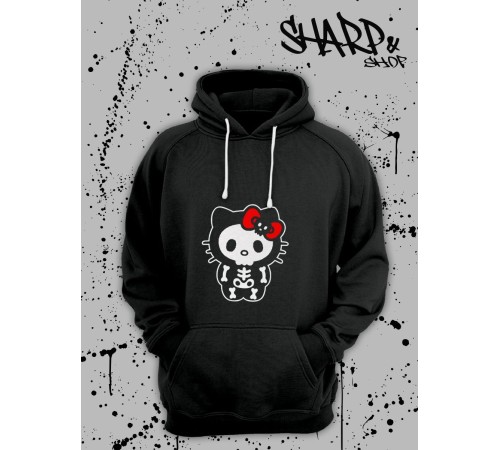 Толстовки, свитшоты и худи Hello Kitty Sharp&Shop Худи Hello Kitty черное оверсайз Куроми кофта дрейн гранж