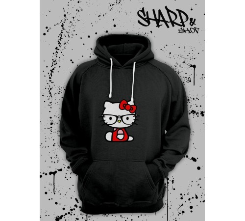 Толстовки, свитшоты и худи Hello Kitty Sharp&Shop Худи Hello Kitty черное оверсайз Куроми кофта дрейн гранж