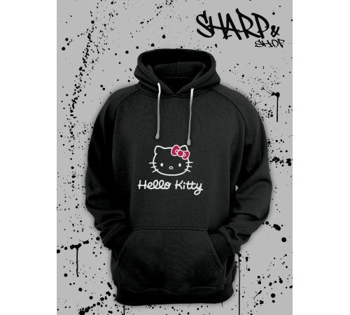 Толстовки, свитшоты и худи Hello Kitty Sharp&Shop Худи Hello Kitty черное оверсайз Куроми кофта дрейн гранж