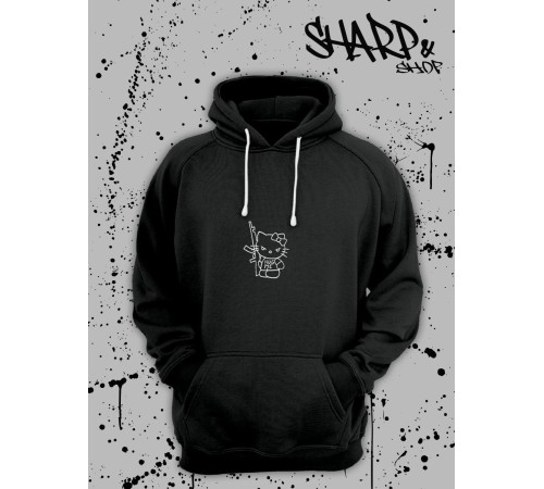 Толстовки, свитшоты и худи Hello Kitty Sharp&Shop Худи Hello Kitty черное оверсайз Куроми кофта дрейн гранж