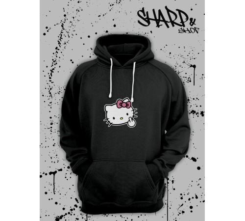 Толстовки, свитшоты и худи Hello Kitty Sharp&Shop Худи Hello Kitty черное оверсайз Куроми кофта дрейн гранж