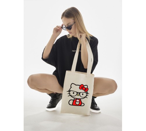 Шоппер Hello Kitty Куроми Sharp& Сумка шоппер бежевый Аниме Hello Kitty Куроми дрейн тканевая