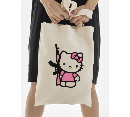 Шоппер Hello Kitty Куроми Sharp& Сумка шоппер бежевый Аниме Hello Kitty Куроми дрейн тканевая