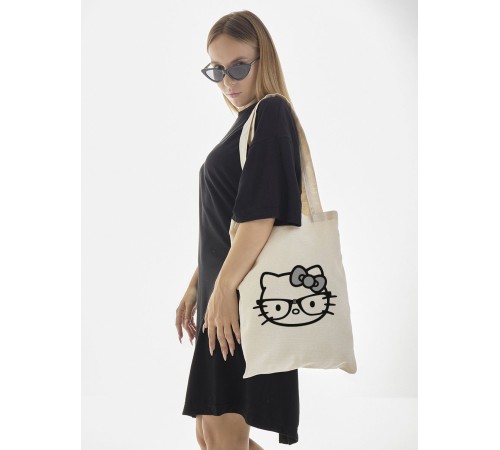 Шоппер Hello Kitty Куроми Sharp& Сумка шоппер бежевый Аниме Hello Kitty Куроми дрейн тканевая