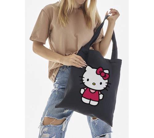 Шоппер Hello Kitty Куроми Sharp& Сумка шоппер черный Аниме Hello Kitty Куроми дрейн тканевая