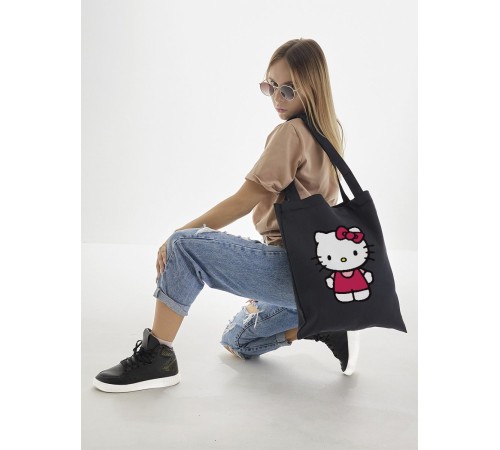 Шоппер Hello Kitty Куроми Sharp& Сумка шоппер черный Аниме Hello Kitty Куроми дрейн тканевая