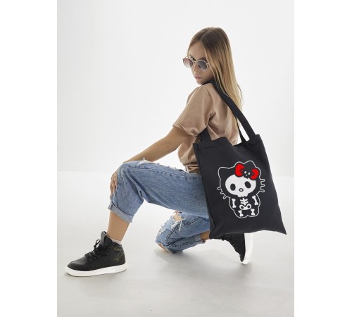 Шоппер Hello Kitty Куроми Sharp& Сумка шоппер черный Аниме Hello Kitty Куроми дрейн тканевая