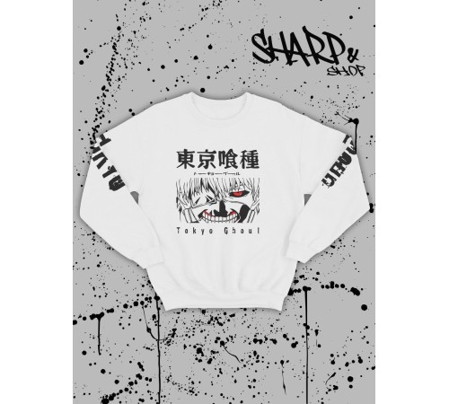 Sharp@Shop Свитшот Аниме белый оверсайз токийский Гуль Ахегао хентай