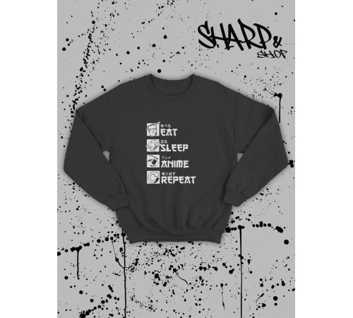 Sharp@Shop Свитшот Аниме черный оверсайз Кагуя Токийский Гуль дрейн