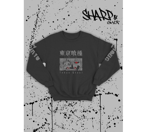 Sharp@Shop Свитшот Аниме черный оверсайз Кагуя Токийский Гуль дрейн