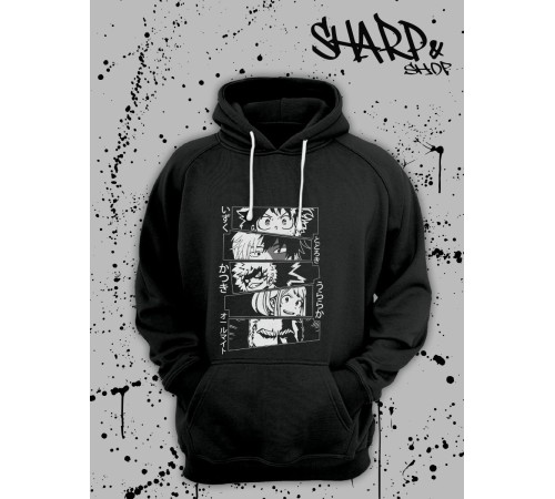 Худи Аниме оверсайз Sharp&Shop Аниме худи мужское оверсайз с принтом черное