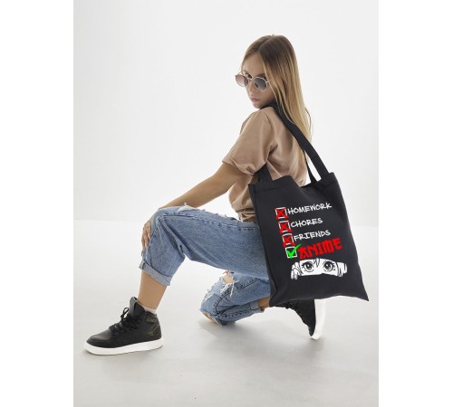 Сумки шопперы с принтом Аниме Sharp&Shop Эко сумка шоппер аниме черный с принтом без молнии