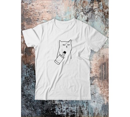 Футболка оверсайз с принтом с приколом Sharp&Shop Футболка с мемом котом принтом надписями оверсайз унисекс