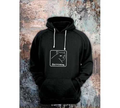 Толстовки оверсайз с принтом с приколом Sharp&Shop Худи с принтом мемом котом надписями толстовка оверсайз