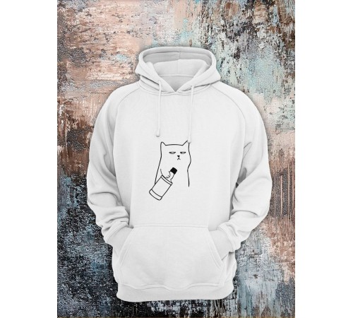 Толстовки оверсайз с принтом с приколом Sharp&Shop Худи с принтом мемом котом надписями толстовка оверсайз