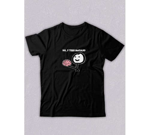 Футболка оверсайз с принтом с приколом Sharp&Shop Черная футболка оверсайз мем выпал мозг на у тебя выпало