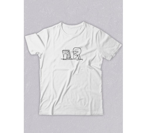 Футболка оверсайз с принтом с приколом Sharp&Shop Белая футболка принт мем программист хм почему не работает