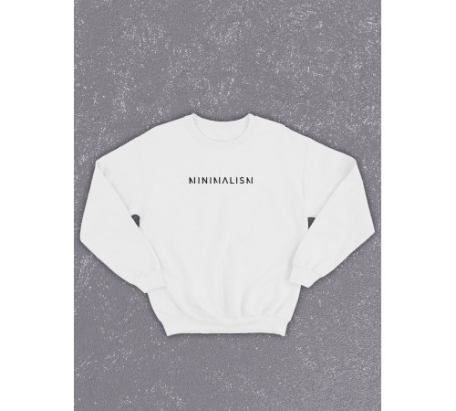 Свитшот оверсайз с принтом с приколом Sharp&Shop Белый свитшот оверсайз с принтом надписью Minimalism мемом