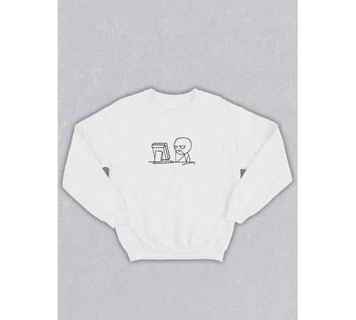 Свитшот оверсайз с принтом с приколом Sharp&Shop Белый свитшот принт мем программист хм почему не работает