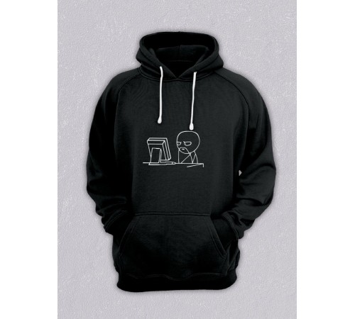 Толстовки оверсайз с принтом с приколом Sharp&Shop Худи черное с принтом мем программист хм почему не работает