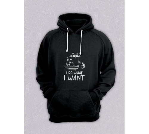 Толстовки оверсайз с принтом с приколом Sharp&Shop Худи черное оверсайз с принтом I do what I want мем унисекс