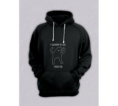 Толстовки оверсайз с принтом с приколом Sharp&Shop Худи черное оверсайз мем у самяурая нет ьеьи только ъуъ