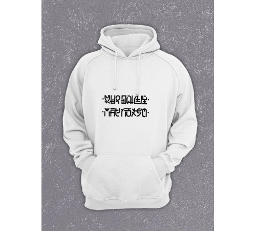 Толстовки оверсайз с принтом с приколом Sharp&Shop Худи белое принт Мне пофиг: соедини нижние с верхними точки